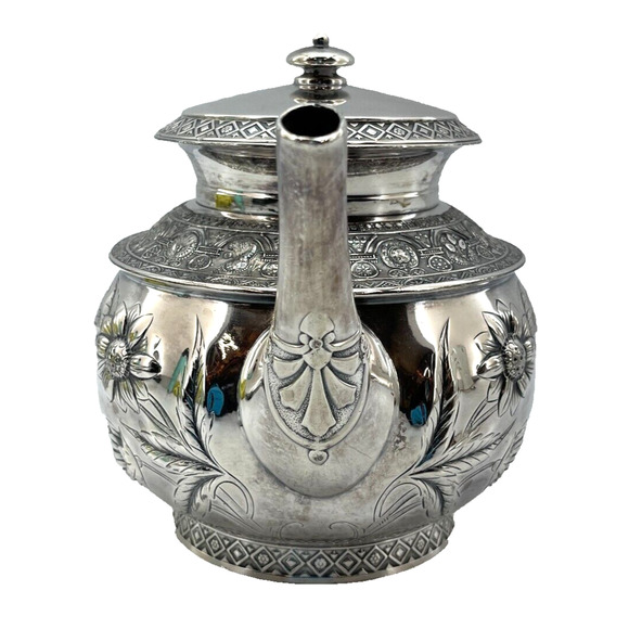 Middletown Plate Co. QuadruplePlate 1041 Hard White Metal #5 Teapot Kettle Vtg - Picture 4 of 12